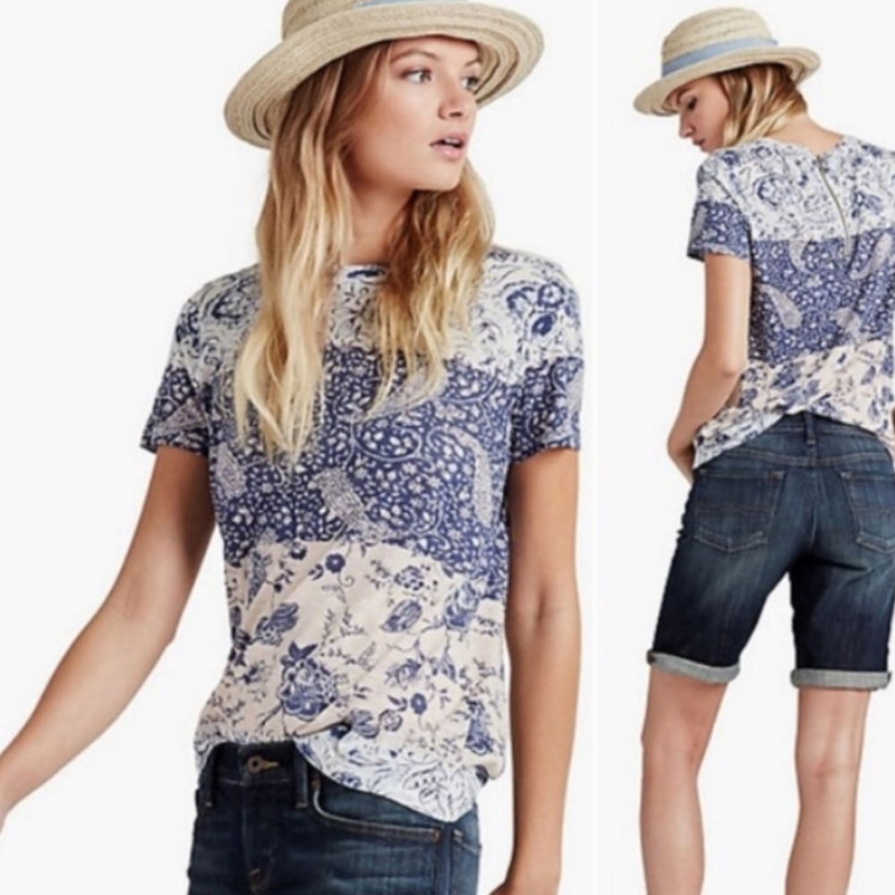 Lucky Brand Women's Mixed Print Zippered Back Shirt XS
